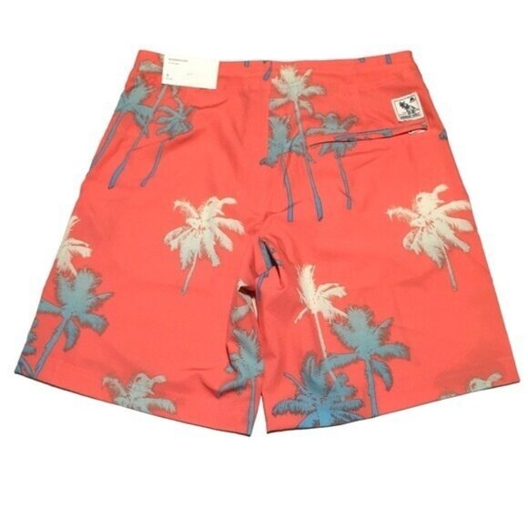 American Eagle Swim Trunk Board Short Men Small Orange Tropical Print 9" Inseam - Picture 1 of 14